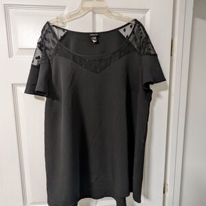 Torrid Black Sleeveless Top with Polka Dot Lace Detail - Plus Size 2X